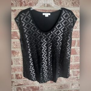 Large Liz Claiborne Black Sequin Top